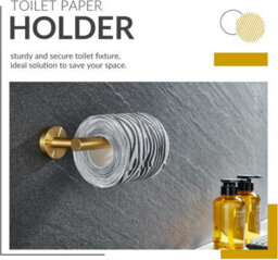 Toilet Paper Holder Brushed Gold,  Stainless Steel Round Tp Hanger, Modern Bathroom Lavatory Tissue Roll Storage - thumbnail 8