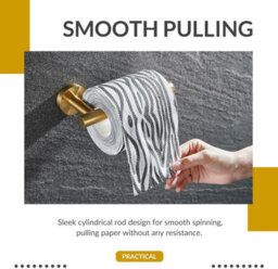 Toilet Paper Holder Brushed Gold,  Stainless Steel Round Tp Hanger, Modern Bathroom Lavatory Tissue Roll Storage - thumbnail 6