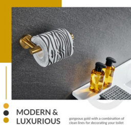 Toilet Paper Holder Brushed Gold,  Stainless Steel Round Tp Hanger, Modern Bathroom Lavatory Tissue Roll Storage - thumbnail 2
