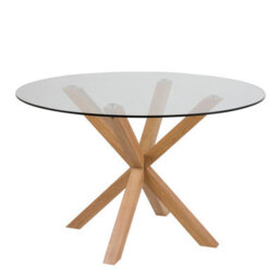 Furniture To Go Heaven Round Dining Table With Glass Top (L) 119Cm Seats Up To 4