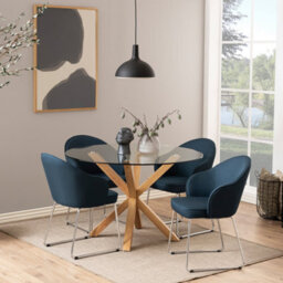 Furniture To Go Heaven Round Dining Table With Glass Top (L) 119Cm Seats Up To 4 - thumbnail 4