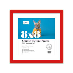 "8X8"" Red Picture Frame - 8X8"" Square Frame With 7X7"" Mount For 8X8""/7X7"" Pictures Luxurious Style Photo Display, 1 Pack" - thumbnail 1