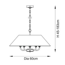 Luminosa Lighting Luminosa Lille Multi Arm Pendant Ceiling Light Antique Brass Plate & Natural Faux Linen 5X B22 - thumbnail 8