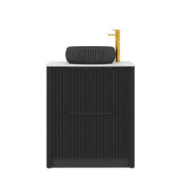 Royal Bathrooms Avenza 700mm Matt Obsidian Black Floor Standing Countertop Bathroom Vanity Unit 2 Drawer With Milan Black Basin - thumbnail 6