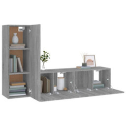 Berkfield 3 Piece Tv Cabinet Set Grey Sonoma Engineered Wood - thumbnail 4