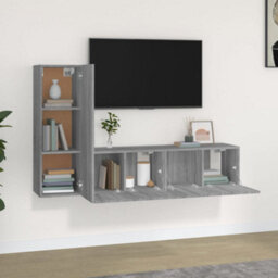 Berkfield 3 Piece Tv Cabinet Set Grey Sonoma Engineered Wood - thumbnail 3