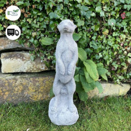 Stone Cast Standing Meerkat Garden Ornament - thumbnail 3