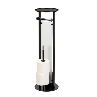 Croydex Black Chrome Effect Freestanding Toilet Butler - image 1