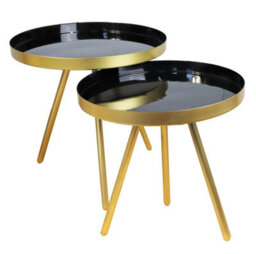 Aspect Furniture Ava Gold And Black Metal Nest Of 2 Table - thumbnail 3