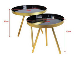 Aspect Furniture Ava Gold And Black Metal Nest Of 2 Table - thumbnail 5