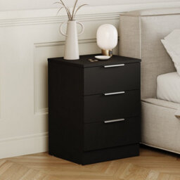 Lassic Vida Designs Trega 3 Piece Bedroom Set (3 Drawer Bedside Chest, 4 Drawer Chest, 2 Door 2 Drawer Wardrobe) Black - thumbnail 4