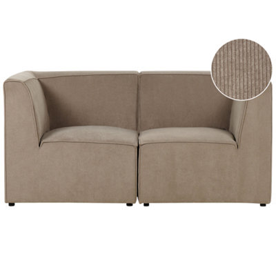 Beliani Modular Sofa 2 Seater Lemvig Corduroy Taupe - image 1