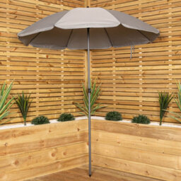 Samuel Alexander Outdoor 4 Seater Round Glass Top Table And Chairs Patio Set With Parasol In Grey - thumbnail 3