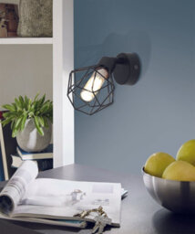 2 Pack Modern Black Steel Wall Spot Lights With Amber Glass Shade And G9 Bulbs - thumbnail 3