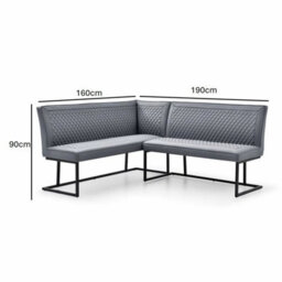 Xample Indus Valley Arden Ceramic Dining Table Set Grey Corner Bench Low Bench Black Iron Base Modern Dining Set Seats 6 - thumbnail 2
