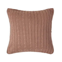 Homescapes Cotton Cable Knit Chocolate Brown Cushion Cover, 45 X 45 Cm