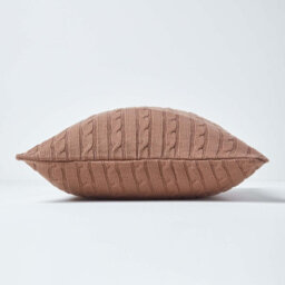Homescapes Cotton Cable Knit Chocolate Brown Cushion Cover, 45 X 45 Cm - thumbnail 2