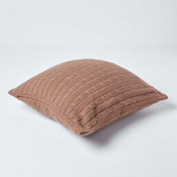 Homescapes Cotton Cable Knit Chocolate Brown Cushion Cover, 45 X 45 Cm - thumbnail 3
