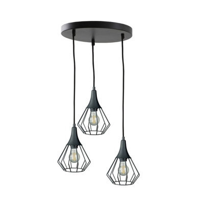 Luminosa Lighting Luminosa Selene Cluster Pendant Ceiling Light Black 3X E27 - image 1