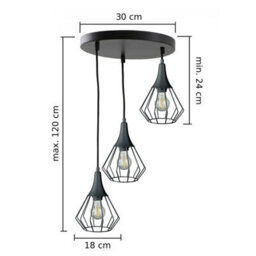 Luminosa Lighting Luminosa Selene Cluster Pendant Ceiling Light Black 3X E27 - thumbnail 2