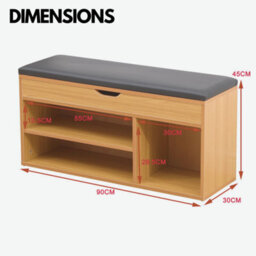 Rafaelo Mobilia Wooden Shoe Storage Bench With Cushioned Seat 90Cm - thumbnail 7