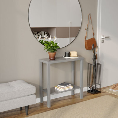 Urbn-Living Urbnliving 75Cm Height 2-Tier Wooden Narrow Console Side Grey Table Entryway Hallway Furniture Home Office Unit - image 1