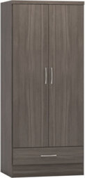 Seconique Nevada 2 Door 1 Drawer Wardrobe Bedroom Set Black Wood Grain - thumbnail 3