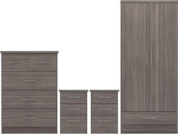 Seconique Nevada 2 Door 1 Drawer Wardrobe Bedroom Set Black Wood Grain - thumbnail 1