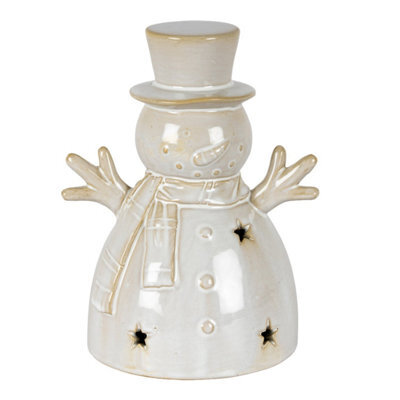 Alora Ceramic Medium Snowman With Led Light Illuminated Festive Figure - image 1