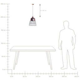 Beliani 1-Light Pendant Ceiling Lamp Copper Upper Shade With Black Openwork, 26 X 26 X 34 Cm - thumbnail 7