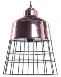 Beliani 1-Light Pendant Ceiling Lamp Copper Upper Shade With Black Openwork, 26 X 26 X 34 Cm - thumbnail 2