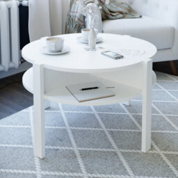 Furniture To Go Tobago Round Coffee Table With Open Shelf In White - thumbnail 1