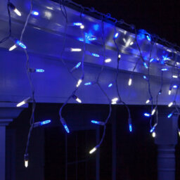 Best Artificial 100 Blue & Bright Led Outdoor Icicle Christmas String Lights 2.4M In Length Battery Powered