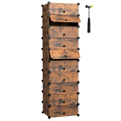 Songmics 10-Tier Shoe Rack, Modular Storage Unit, Plastic Shelves With Door - image 1