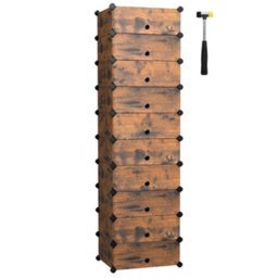 Songmics 10-Tier Shoe Rack, Modular Storage Unit, Plastic Shelves With Door - thumbnail 2