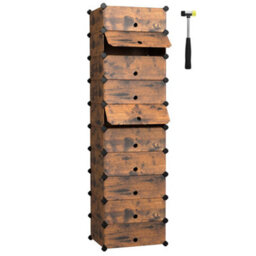 Songmics 10-Tier Shoe Rack, Modular Storage Unit, Plastic Shelves With Door - thumbnail 1