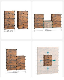 Songmics 10-Tier Shoe Rack, Modular Storage Unit, Plastic Shelves With Door - thumbnail 6