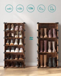 Songmics 10-Tier Shoe Rack, Modular Storage Unit, Plastic Shelves With Door - thumbnail 5