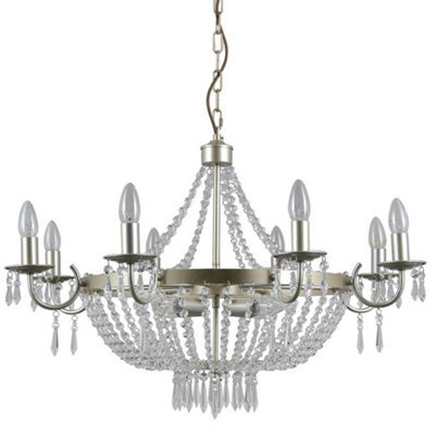 Luminosa Lighting Luminosa Hanging Pendant Champagne 12 Light  With Crystal Glass Shade, E14 - image 1