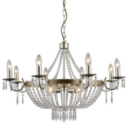 Luminosa Lighting Luminosa Hanging Pendant Champagne 12 Light  With Crystal Glass Shade, E14 - thumbnail 2