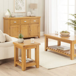 The Furniture Market Cheshire Oak Side Lamp Table With Slatted Shelf - thumbnail 4