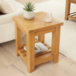 The Furniture Market Cheshire Oak Side Lamp Table With Slatted Shelf - thumbnail 2