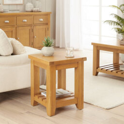 The Furniture Market Cheshire Oak Side Lamp Table With Slatted Shelf - thumbnail 3