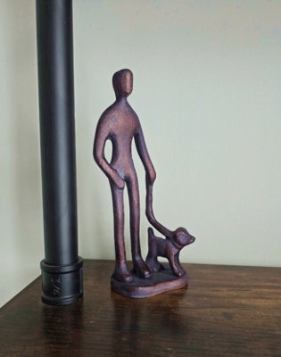 Inspirational Gifting Walkies - Dog Walker Ornament Hand Cast In Aluminium With Antique Bronze Finish - image 1