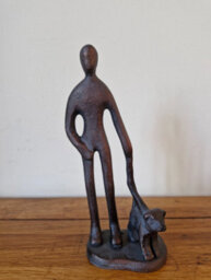 Inspirational Gifting Walkies - Dog Walker Ornament Hand Cast In Aluminium With Antique Bronze Finish - thumbnail 6