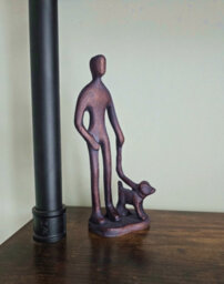 Inspirational Gifting Walkies - Dog Walker Ornament Hand Cast In Aluminium With Antique Bronze Finish