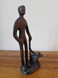 Inspirational Gifting Walkies - Dog Walker Ornament Hand Cast In Aluminium With Antique Bronze Finish - thumbnail 4