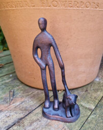 Inspirational Gifting Walkies - Dog Walker Ornament Hand Cast In Aluminium With Antique Bronze Finish - thumbnail 7
