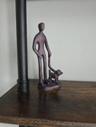 Inspirational Gifting Walkies - Dog Walker Ornament Hand Cast In Aluminium With Antique Bronze Finish - thumbnail 3