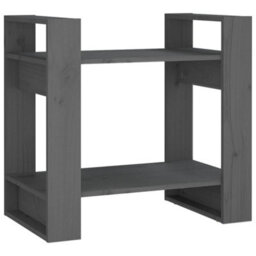Berkfield Book Cabinet/room Divider Grey 60X35X57 Cm Solid Wood Pine - thumbnail 2